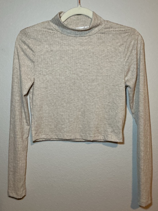 Altar'd State Tops - Women's Cream Mock Neck Long Sleeve Crop Top